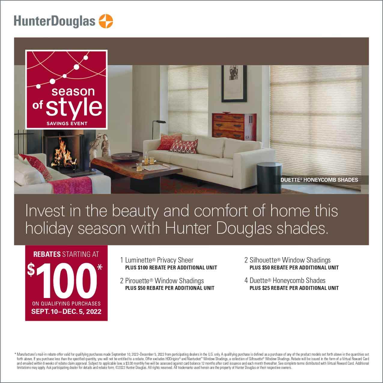 Hunter Douglas Promotions page